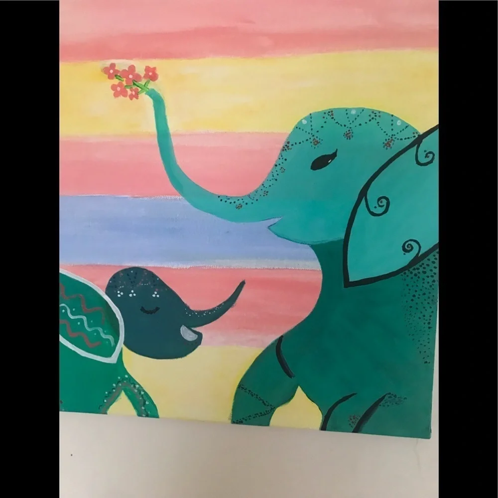 Hand painted canvas of elephants 🐘